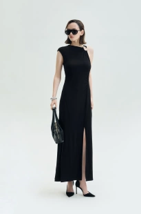 泰国潮牌 jaspal宴会黑色小礼裙不对称单肩连衣裙J26SGWA070