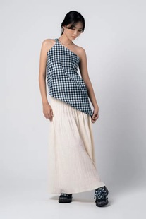 泰国小众品牌 格纹斜肩吊带裙 palit