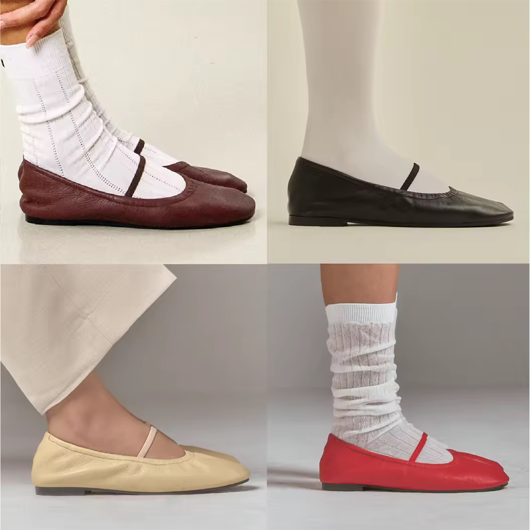 泰国潮牌 madmatter 真皮法式褶皱平底芭蕾舞单鞋女