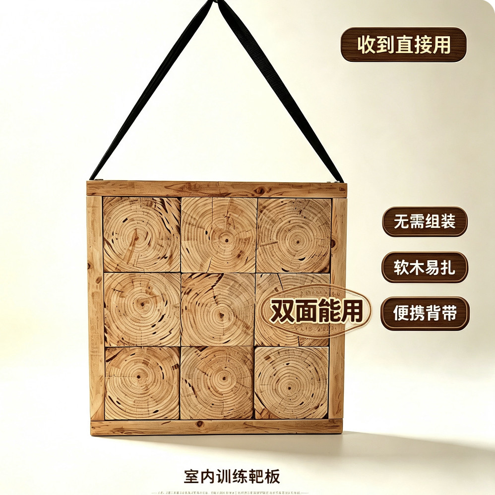 【便携，免组装】专业飞刀练习靶 木靶专用靶实木飞镖靶靶盘图片