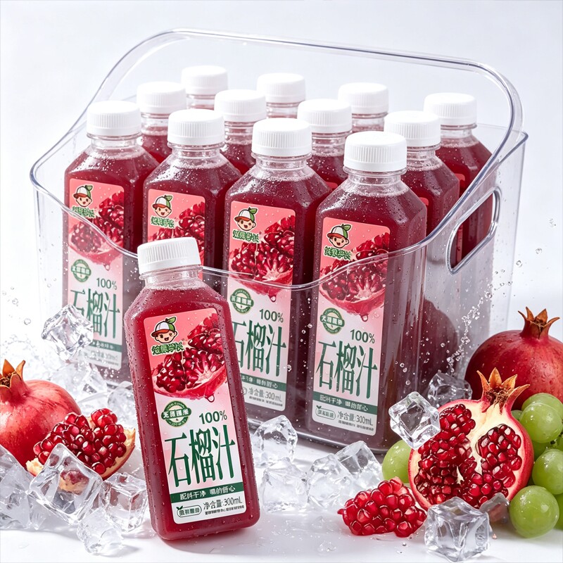 【300ml*16瓶】100%石榴汁整箱无添加防腐剂0香精0色素果汁饮料
