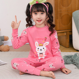 儿童中领秋衣秋裤纯棉套装女童全棉内衣保暖女孩睡衣棉毛衫秋冬季