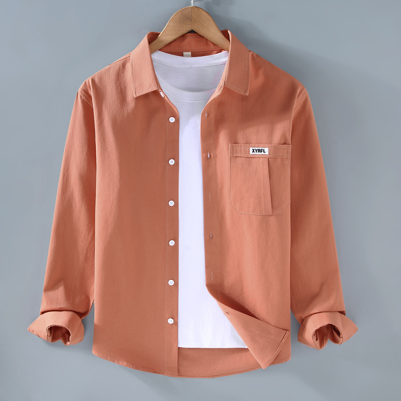 轻奢翻领衬衫男士长袖潮流时尚帅气秋冬款高级感百搭休闲衬衣马甲