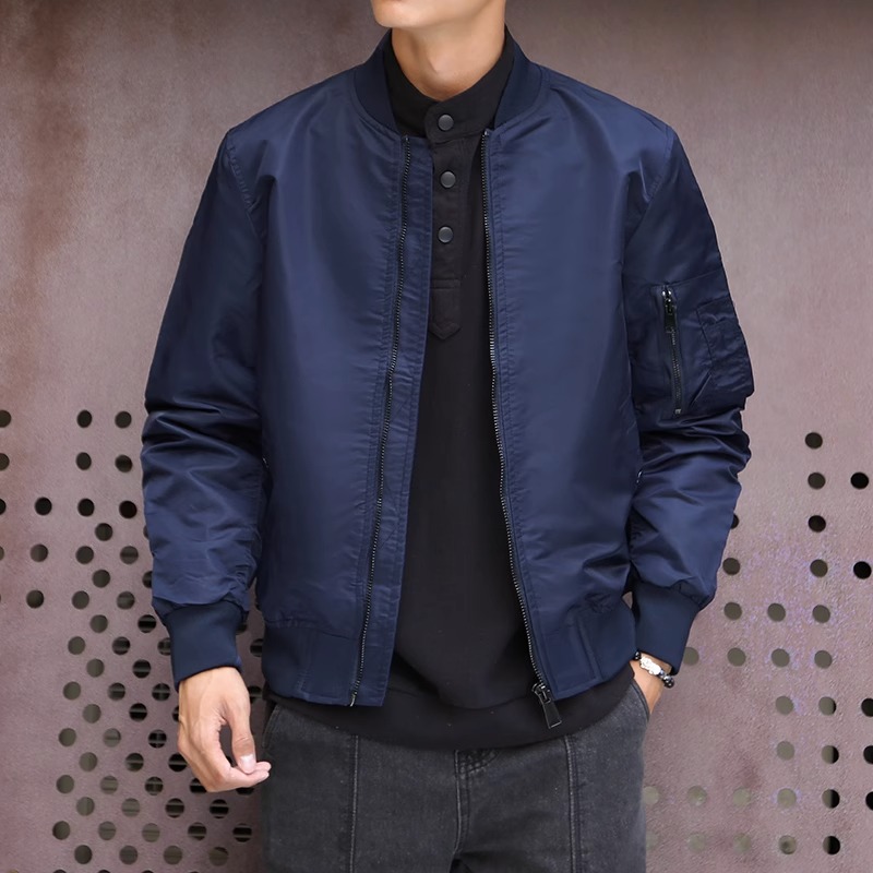 春季新款夹克外套男高端修身立领潮流短款休闲纯色手套棒球服上衣