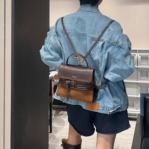 小众设计磨砂牛皮双肩背包2025新