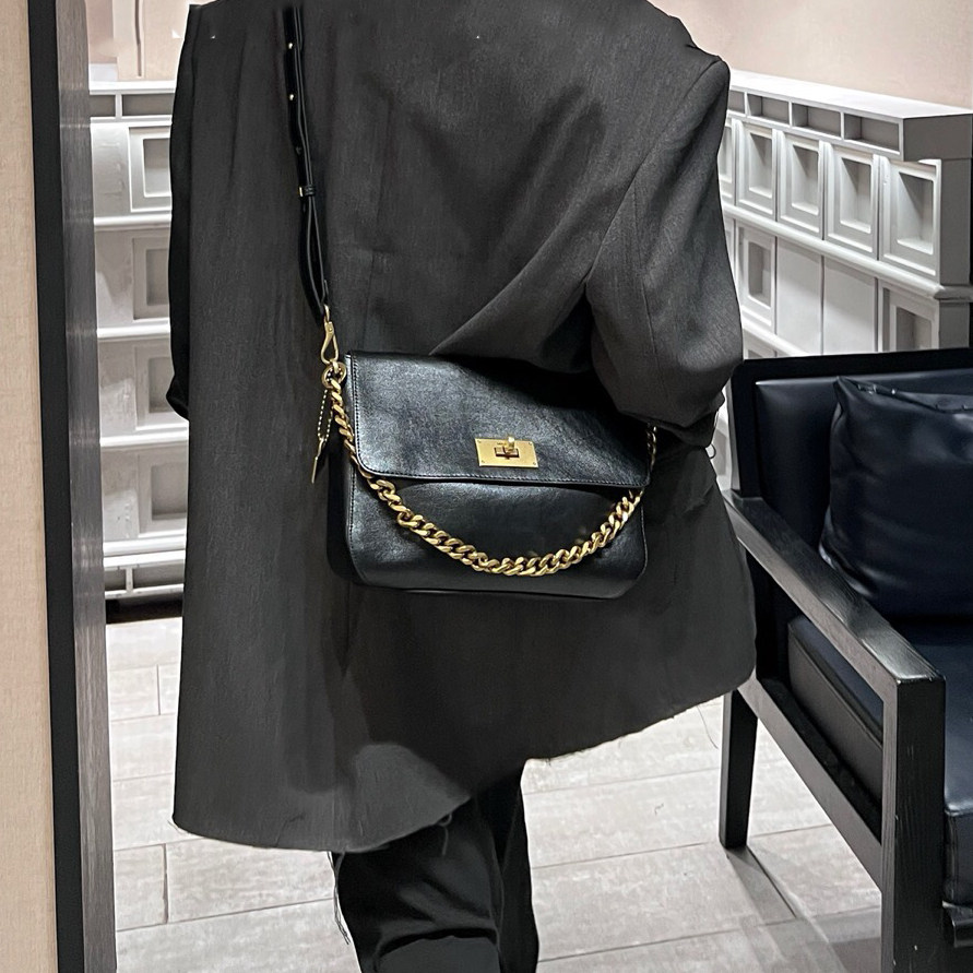 轻奢黑色腋下包女2025新款大容量通勤子母包百搭链条单肩包斜挎包