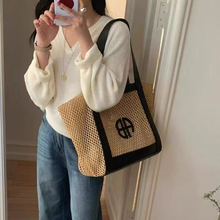 慵懒风镂空编织托特包女2025新款大容量通勤单肩手提包购物袋大包