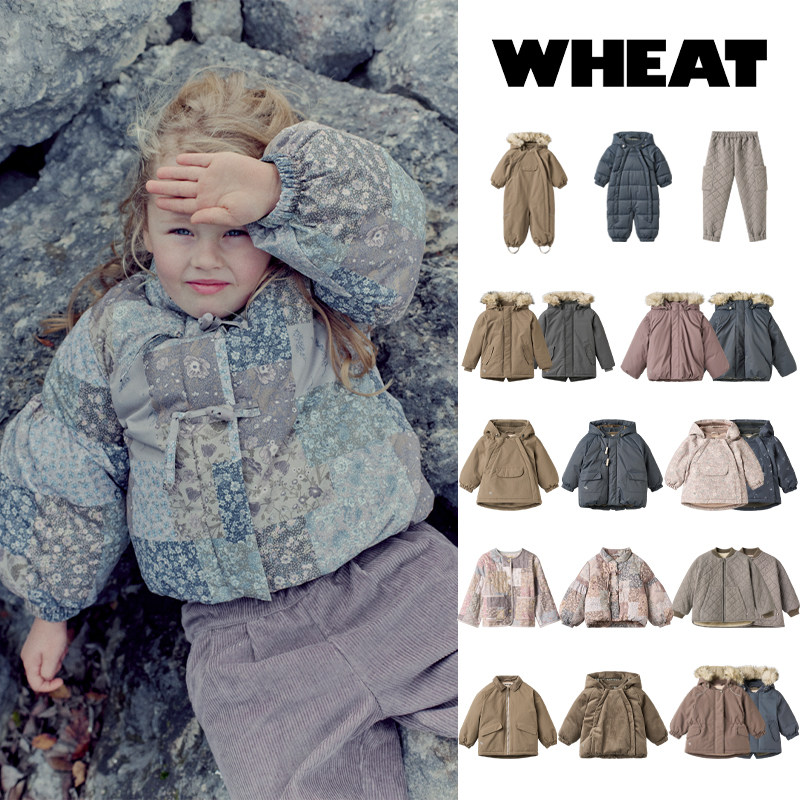 丹麦Wheat 26AW秋冬新款儿童滑雪服夹棉连帽夹克连体衣厚棉服男女