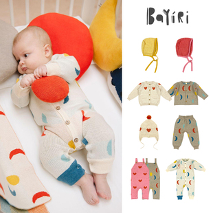 裤 Bayiri 加厚保暖针织开衫 婴幼儿童连体衣背带裤 帽男女 AW25新款