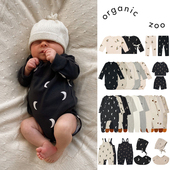 Zoo婴幼儿印花长袖 补货到货 英国Organic 包屁衣连体爬行服胎帽