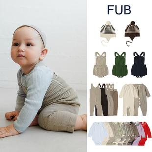 丹麦FUB 连体衣帽子秋冬保暖男女 AW25婴幼儿童纯羊毛包屁衣背带裤