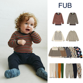 丹麦FUB AW25婴幼儿童纯羊毛针织条纹毛衣上衣长裤 秋冬保暖男女