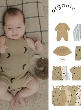 到手5折 英国Organic Zoo SS25新款婴幼儿印花短袖包屁衣连体衣