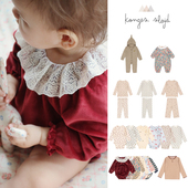 AW25新款 丹麦Konges Slojd 婴儿童碎花包屁衣连体衣爬服有机棉冬