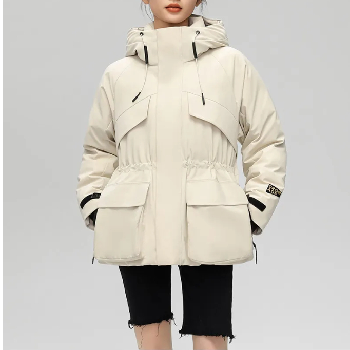 户外休闲滑雪收腰连帽羽绒服