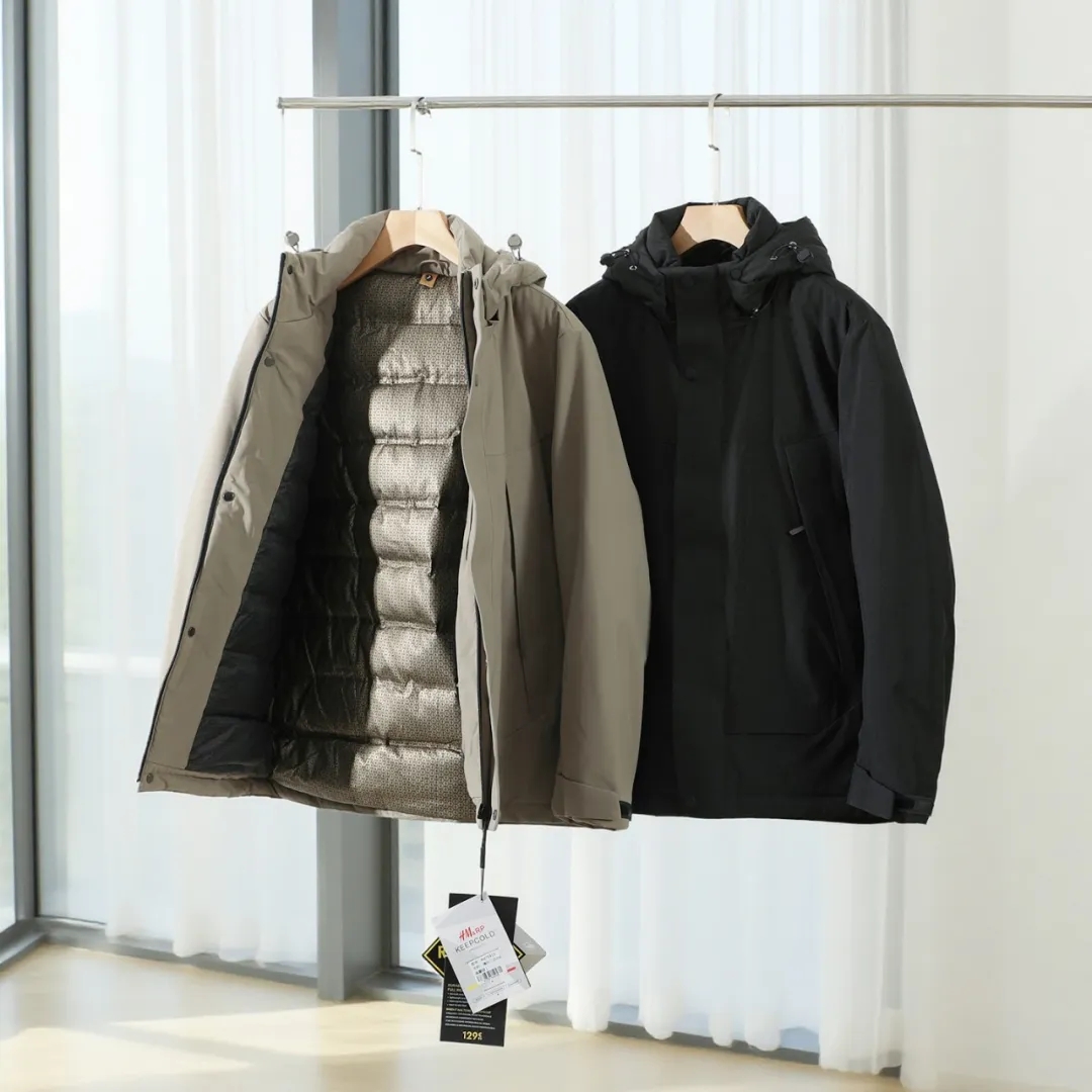 烯蓄热90白鸭绒压胶连帽男羽绒服