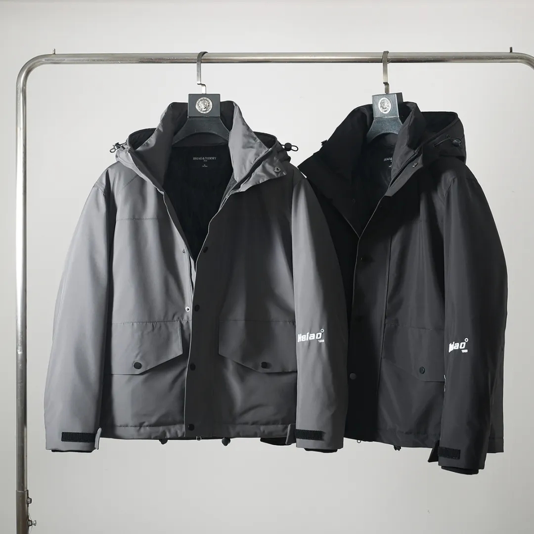 休闲防风防水连帽羽绒服外套