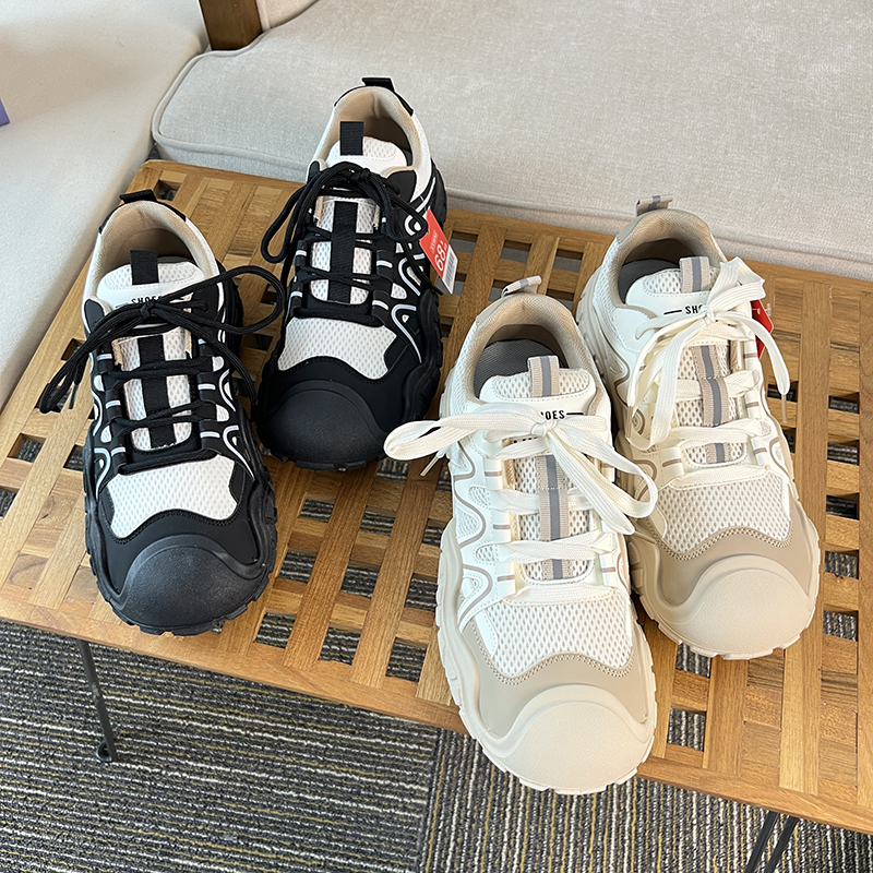 搭配情侣！男女同款！橡胶底＋网面！户外时尚撞色百搭透气休闲鞋