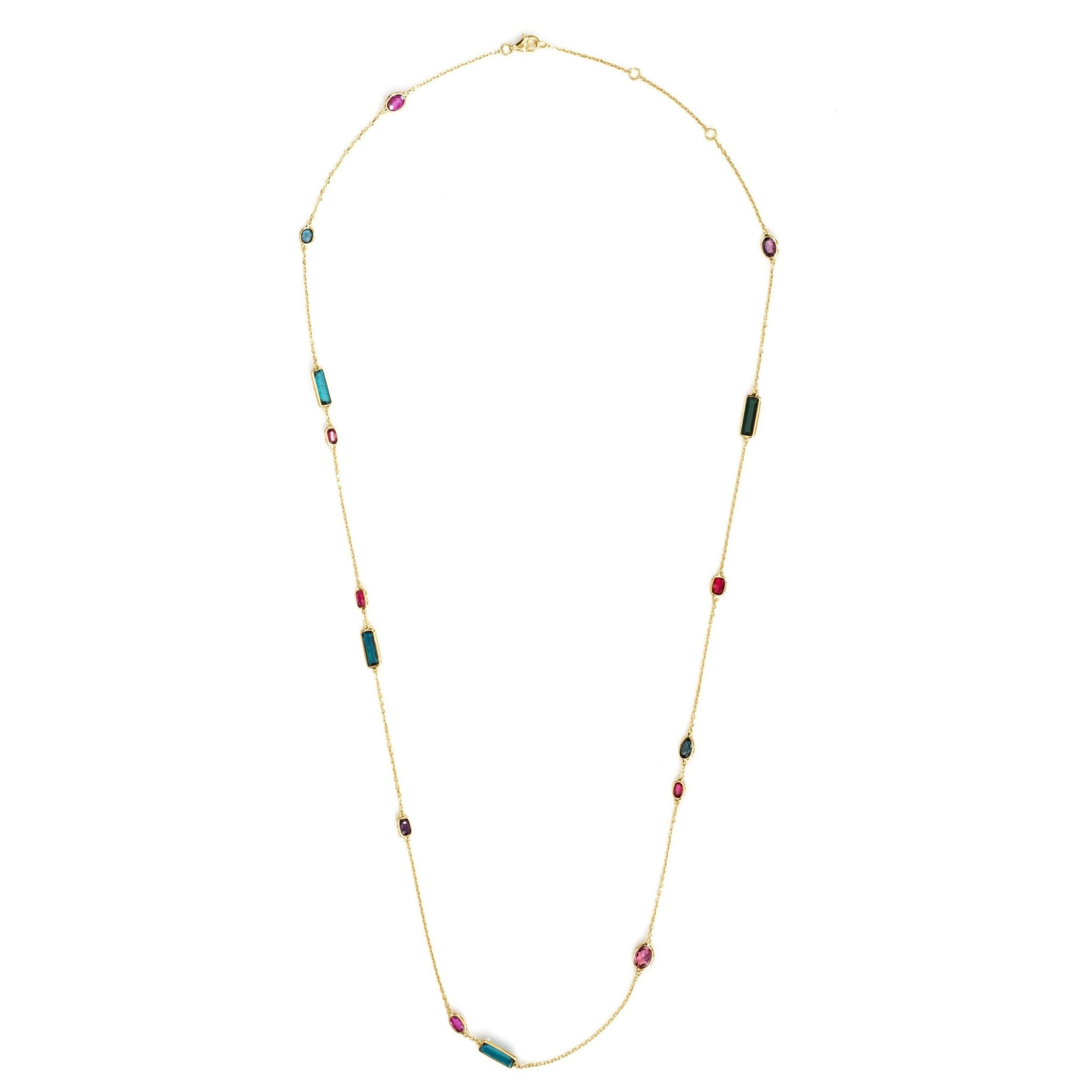 YI COLLECTION 18K 蓝碧玺与红尖晶石糖果项链