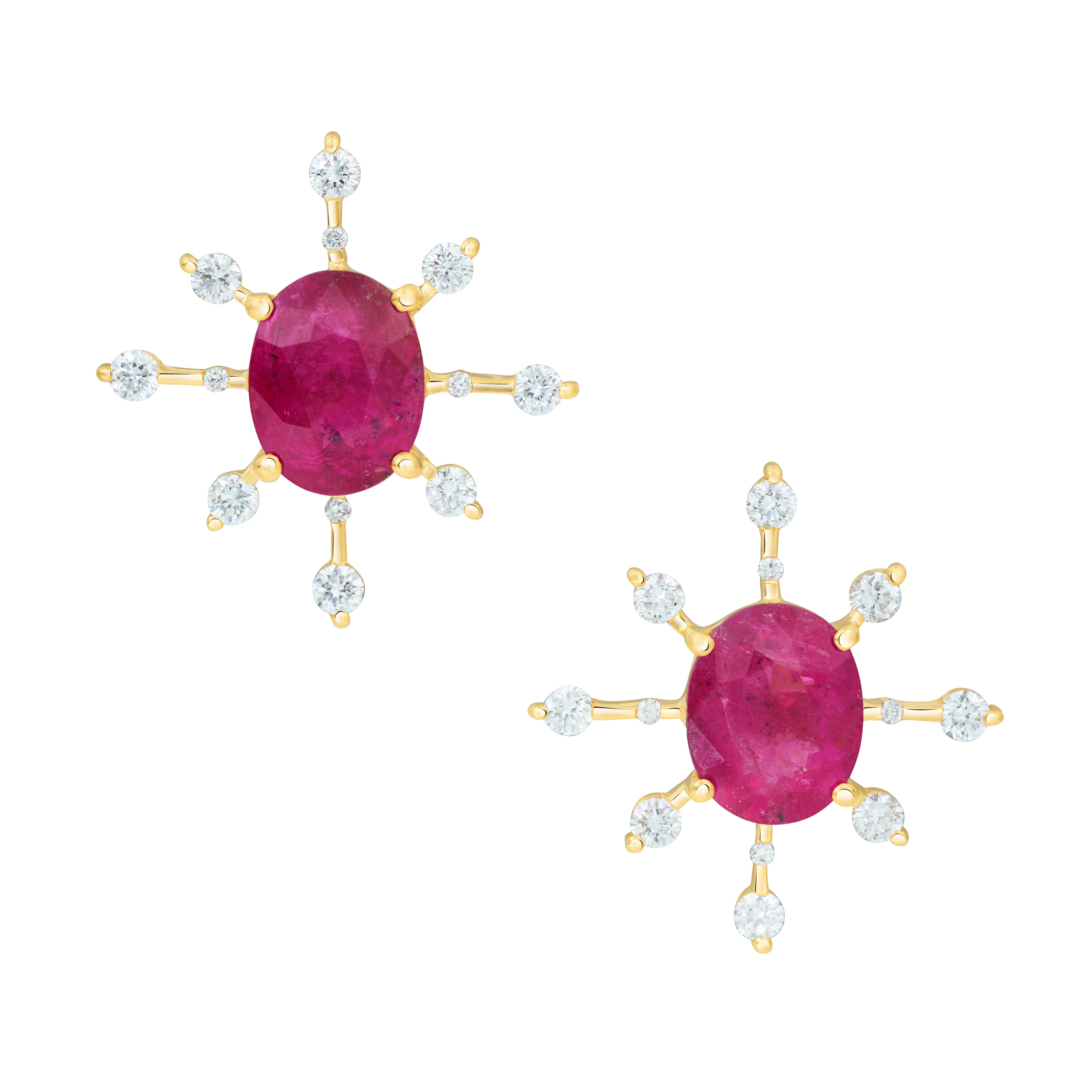 YI COLLECTION 18K 卢比来碧玺星芒钻石耳环