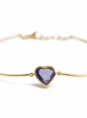 Yi Collection珠宝 18K金 紫色蓝宝石爱心手镯手链