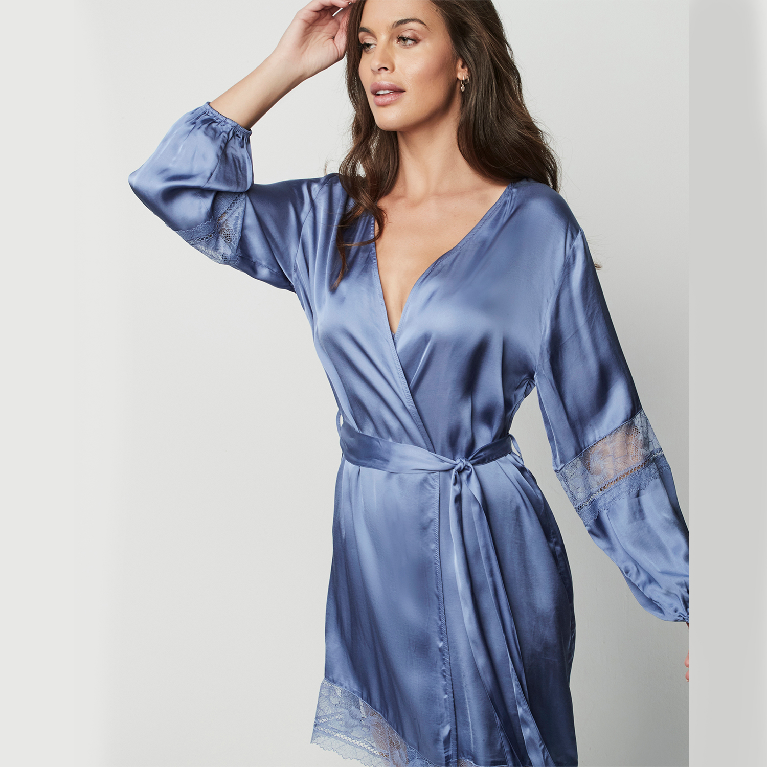 欧洲进口夏季薄款法式蕾丝浴袍