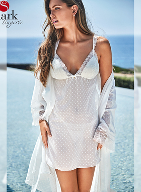 SELMARK欧洲进口春夏薄款蕾丝睡衣浴袍女性感睡袍外套31071