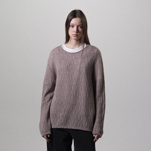 100%新西兰纯羊毛时髦镂空长袖针织衫宽松休闲HUNTINGOLD 1533