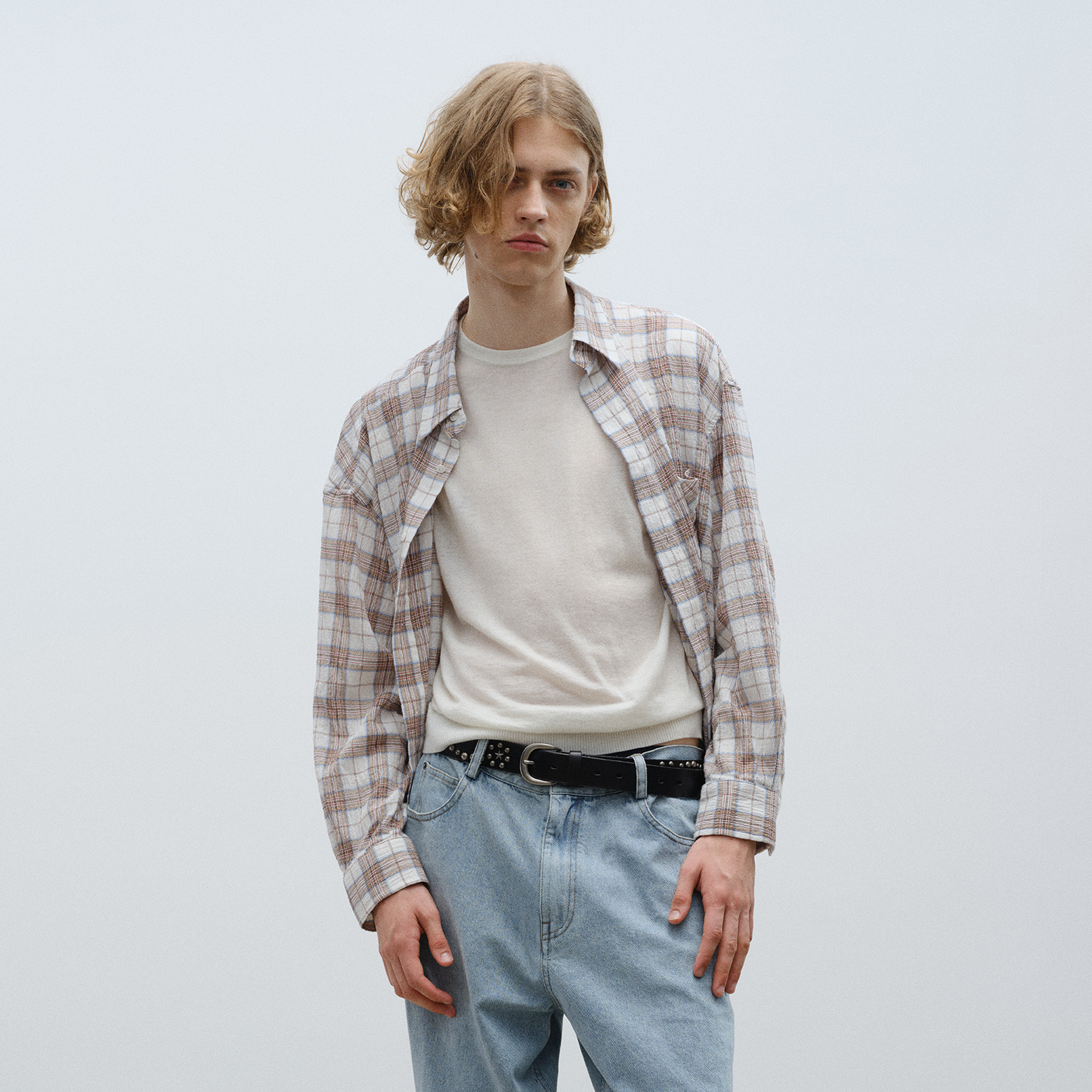 大廓形格纹休闲纯棉长袖衬衫