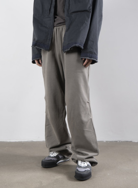 HUNTINGOLD秋冬重磅460g宽松休闲阔腿直筒堆叠感休闲保暖卫裤1533