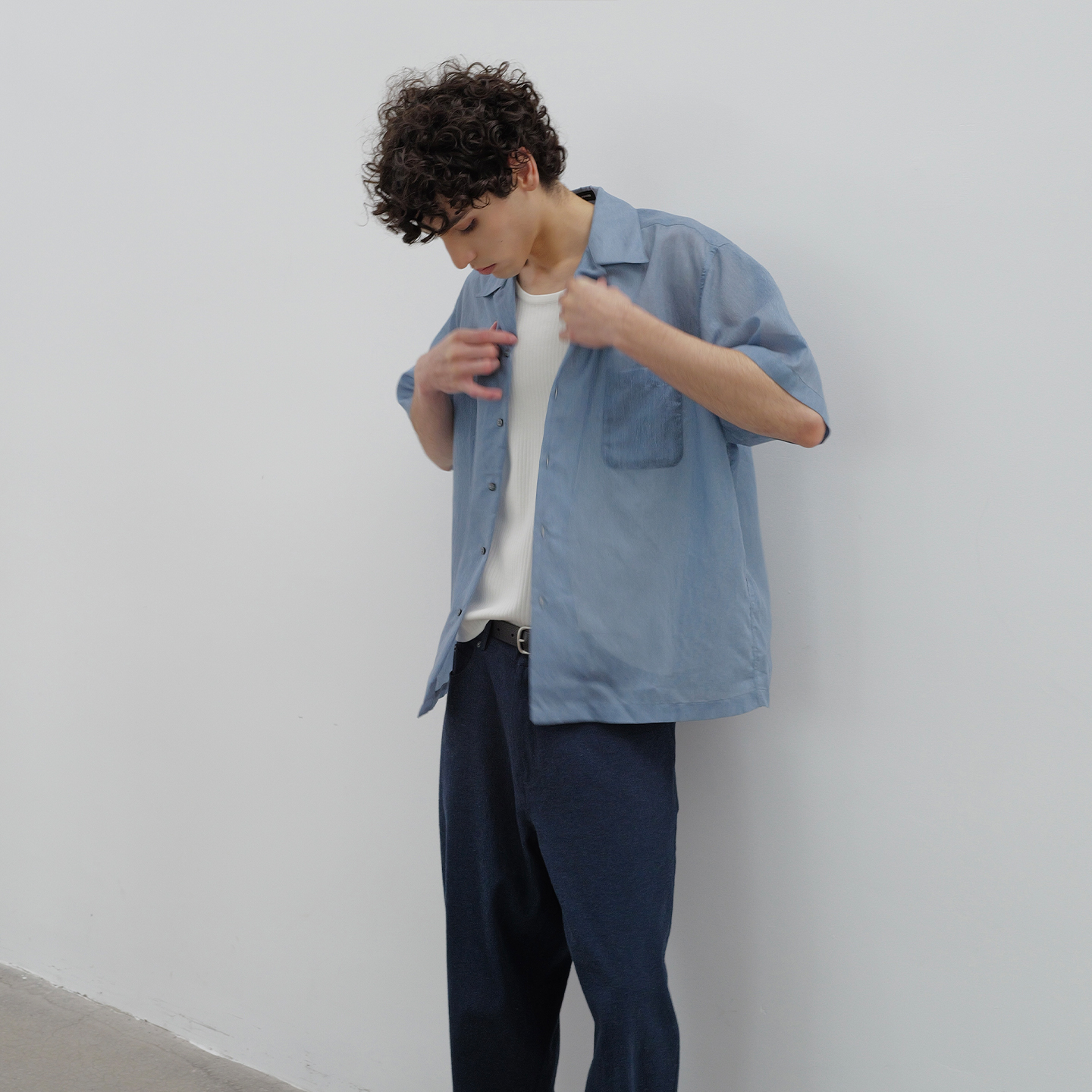 羊绒三醋酸夏季古巴领短袖衬衫