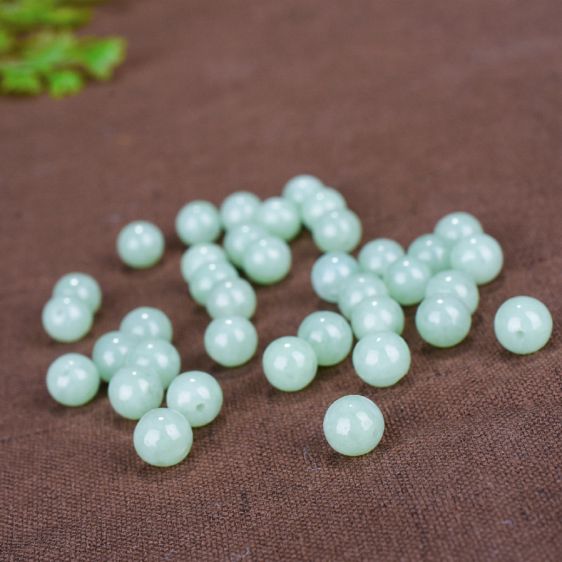 天然缅甸翡翠豆绿散珠A级珠子油青珠冰种diy配件项链手链玉珠子