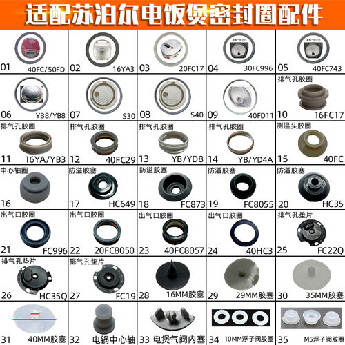 适配苏泊尔电饭煲密封圈4/5升1.6升2升蒸汽阀胶圈测温CFXB40FC29