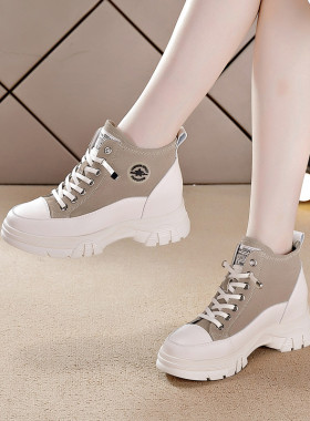 内增高女鞋8厘米2026春夏新爆款韩版百搭厚底坡跟马丁靴女鞋潮