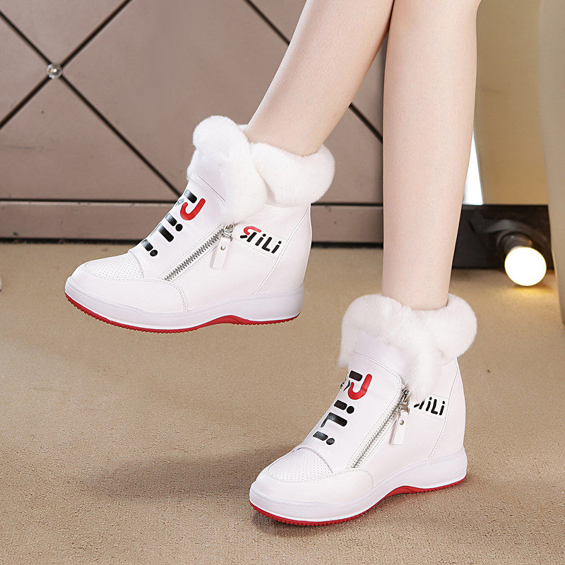 冬季兔毛内增高女鞋2021新款短靴加绒厚底保暖雪地靴女白色毛毛鞋在类目 女鞋, 低帮鞋中 - 来自Buy2taobao.com提供专业的淘宝代购服务