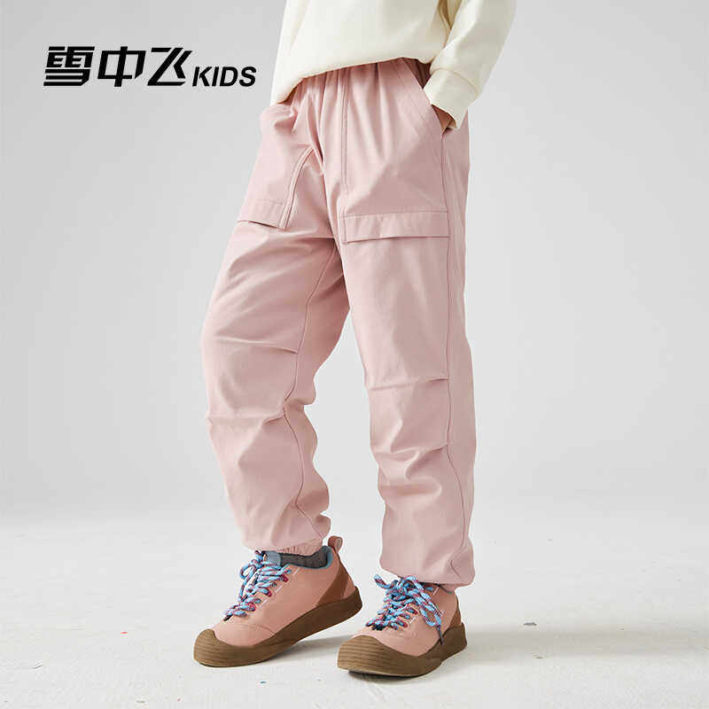雪中飞儿童羽绒裤2025新款男女童工装中大童保暖防泼水休闲长裤冬