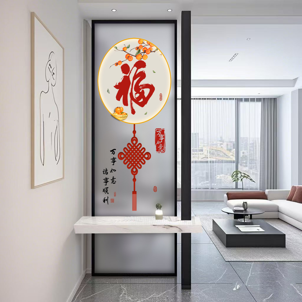 现代简约新款长虹艺术玻璃屏风入户玄关客厅卫生间铁艺不锈钢隔断