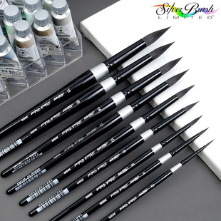 常用水彩画笔类型 美国黑天鹅绒Black 3000S 圆头画笔 吸水饱满适合勾线铺色 Velvet天鹅绒松鼠毛水彩笔系列