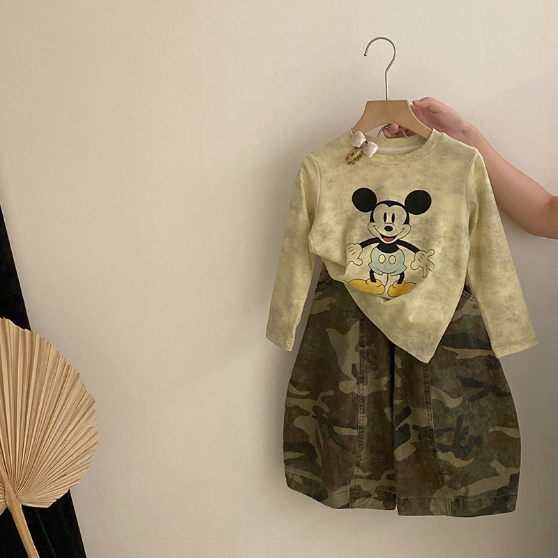 女童秋季2025新款卫衣儿童长袖打底衫卡通上衣迷彩休闲裤两件套潮