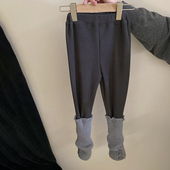 子潮范童装 时尚 加绒保暖弹力裤 XT05女童百搭打底裤 2024秋冬新款