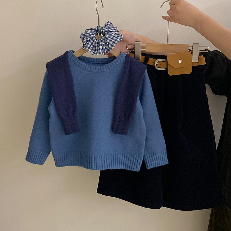 韩版女童2025秋冬季新款披肩连帽针织上衣中小童上衣洋气潮流毛衣