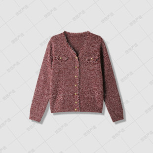 【高货宠粉价】浣熊绒+羊毛+山羊绒 花纱小香风V领流苏针织开衫女