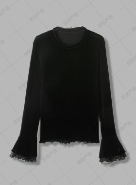 【天鹅绒】春夏新款丝绒花边袖设计感上衣~高密度不泛白