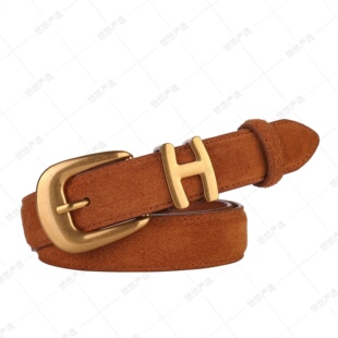 宽2.3cm 100cm麂皮女士皮带设计感小众百搭潮流 翻毛牛皮系列