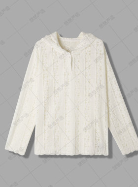 【悠悠粉丝专享】拼接网纱蕾丝连帽衫女春季新款