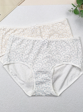 吉棉内裤2条装新款女士线条小熊平角裤女生少女舒适内裤/YP25340