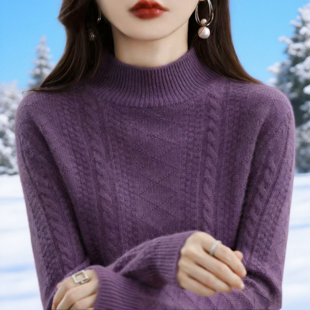 半高领羊绒衫女时尚厚款百搭半高领毛衣内搭宽松女羊毛打底衫,女装/女士精品,羊绒衫,淘宝优惠券,粉丝福利购,淘宝优惠卷