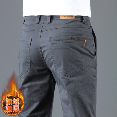 秋冬新款加绒男士休闲裤直筒宽松