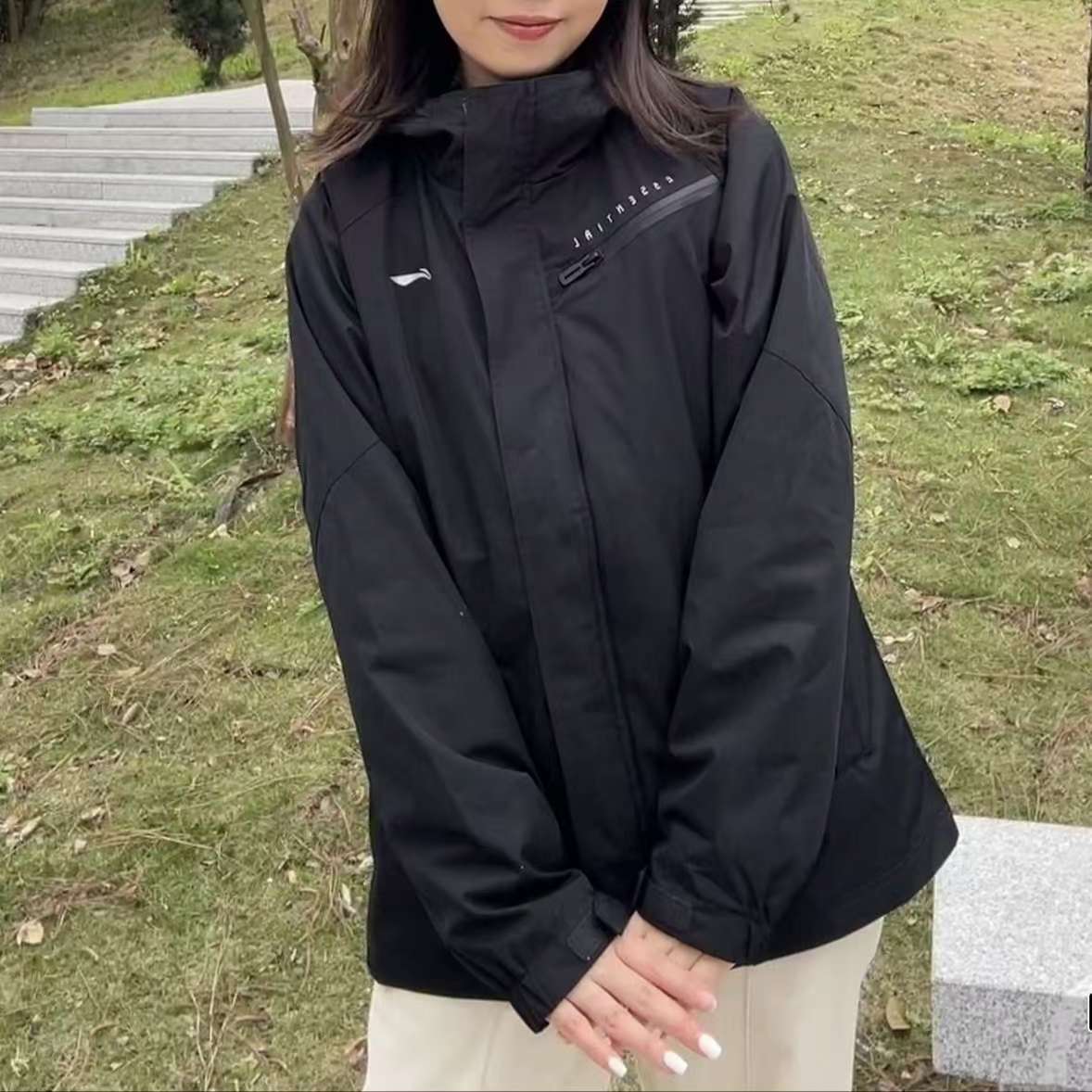 LiNing李宁 纯色轻便防风防泼水运动风衣 男款  AFDT753