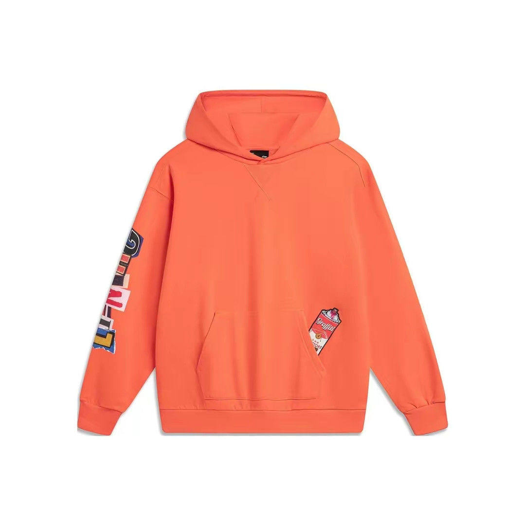 LiNing李宁 极限运动系列 印花连帽舒适宽松卫衣 男款 粉橘橙,运动服/休闲服装,运动卫衣/套头衫,淘宝优惠券,粉丝福利购,淘宝优惠卷